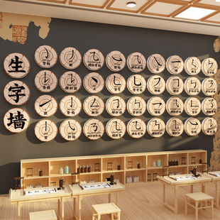 硬笔书法教室墙面装饰培训机构班氛围布置生汉字偏旁演变文化环创