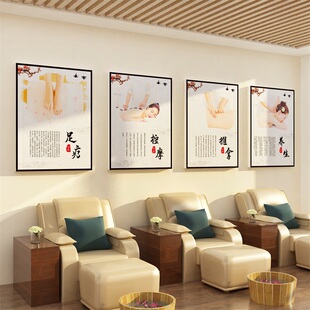 养生馆背景墙面装饰美容院形象店中医氛围布置文化挂画设计效果图