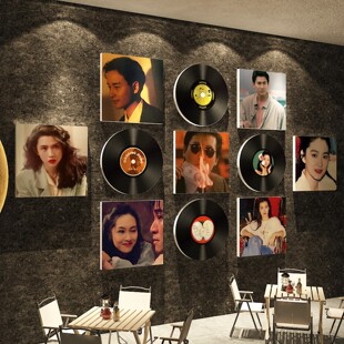 网红打卡港风式黑胶唱片明星装饰墙面海报80年代复古怀旧照片布置