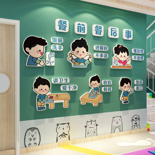 幼儿园食育墙面装饰贴环创主题成品厨房小饭桌餐厅托管班文化机构