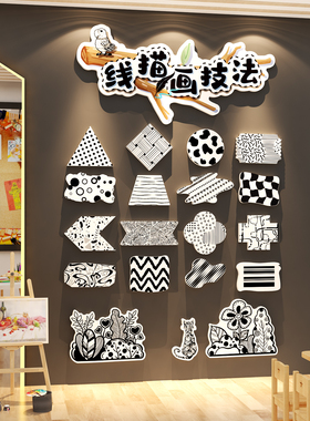 画室氛围布置美术教室装饰墙面工区幼儿园环创材料线素描主题成品