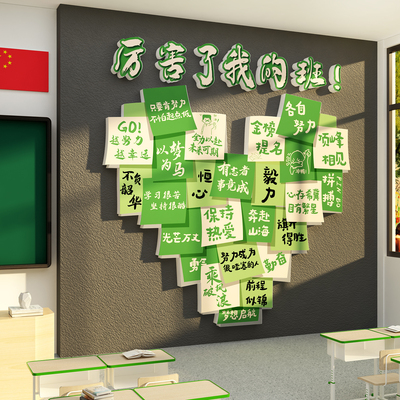 厉害了我的班级黑板报墙贴新开学期教室布置装饰初中励志标语文化