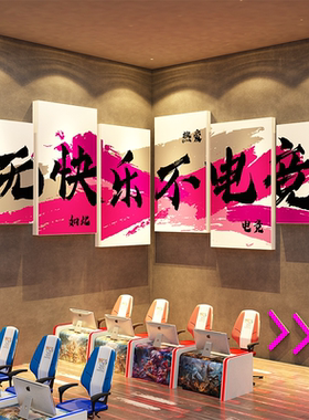 网红咖电竞脑吧墙面装饰海报挂画背景板玩城房间布置贴纸主机酒店