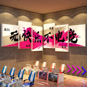 网红咖电竞脑吧墙面装饰海报挂画背景板玩城房间布置贴纸主机酒店