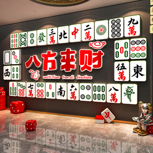 棋牌艺室装饰挂画麻将馆氛围布置网红墙面贴2026新年装饰八方来财