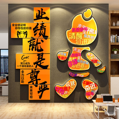 业绩是尊严办公室司墙贴装饰销售励志企业文化布置双十一场景氛围