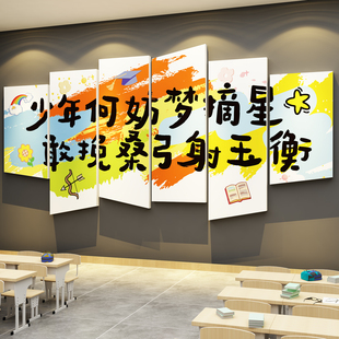 班级文化墙贴纸教室布置装饰托管班初中自习室励志标语机构黑板报