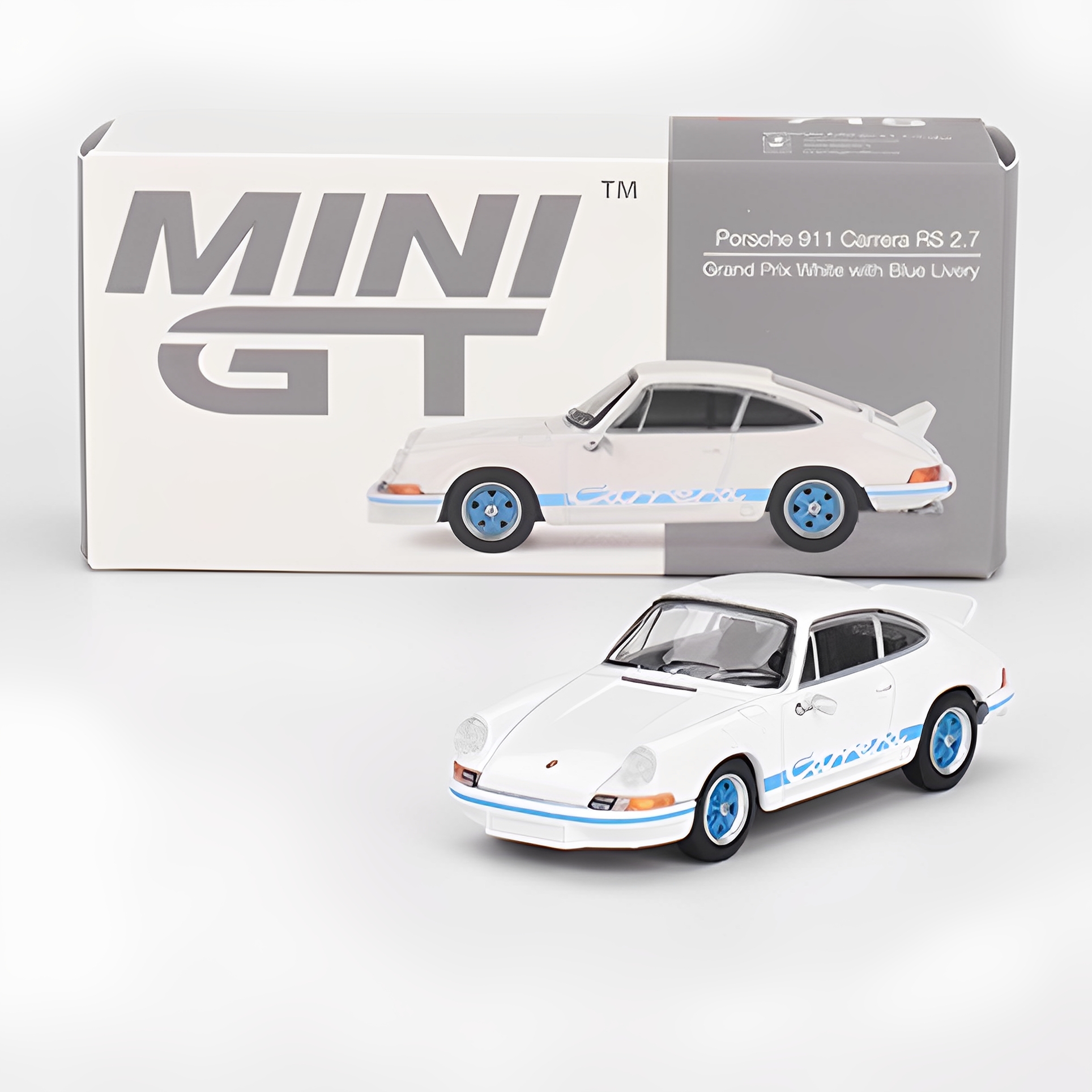 MINIGT 1:64 保时捷 911 CARRERA RS 2.7 GRAND PRIX 白色/蓝色