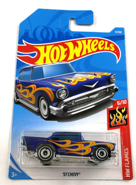 风火轮HotWheels 57 CHEVY 雪佛兰 火焰纹蓝色 2019-9