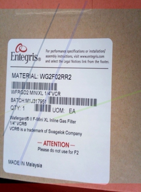 美国Entegris 1/4嵌入式气体过滤器WG2F02RR