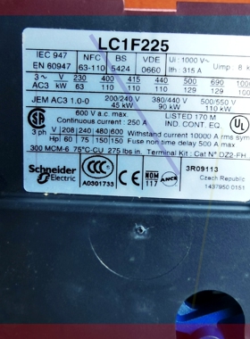 询价!施耐德TELEMECANIQUE LC1F225