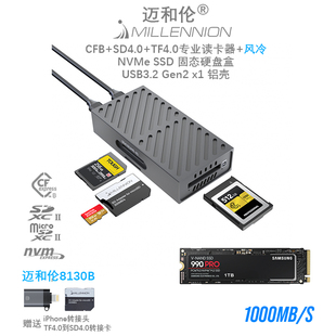 无人机TF存储卡高速USB3.2读卡器移动固态硬盘盒PD辅助供电安卓苹果手机平板 迈和伦索尼尼康佳能CFE