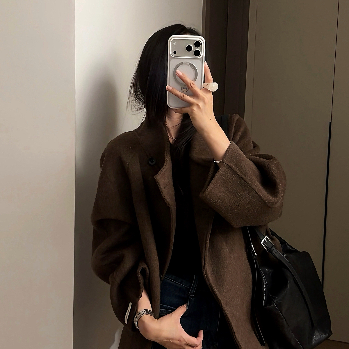 SUNFLOWER-收腰气质立领双面羊绒羊毛外套(配腰带)（含70羊毛）50