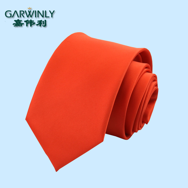 8cm商务风橘红色新郎结婚领带