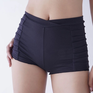 黑色高腰平角基础裤 蕾丝拼接不露heels显腿长舞蹈防走光