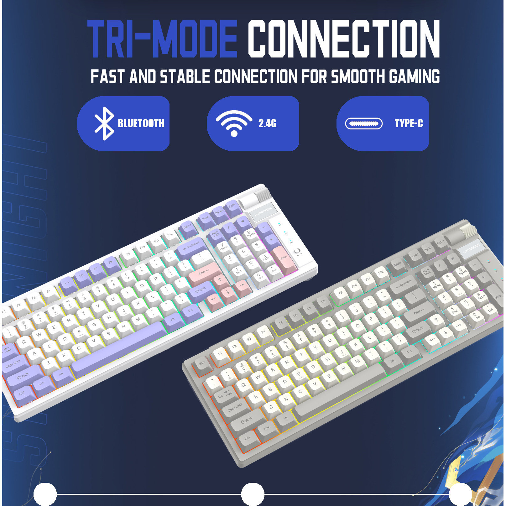 机械键盘热插拔可换轴体三模连接适合游戏电竞办公电商无线多模