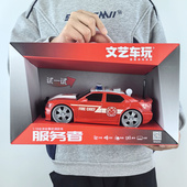 文艺车玩大号警车儿童仿真惯性声光手动开门塑胶公安车特警车玩具