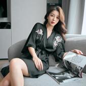 维多利亚性感睡衣浴袍女冰丝2024年新款 睡袍高级感睡袍家居服 短袖