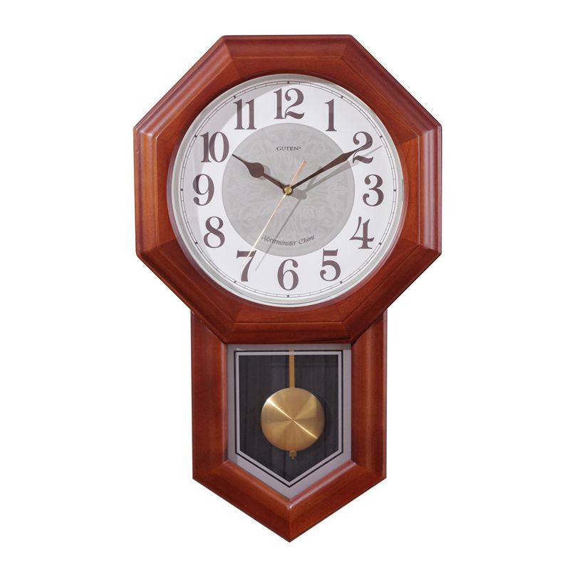 中式点时钟八卦复古钟老式石英钟挂钟表整钟报宝欧式摆客厅家用金