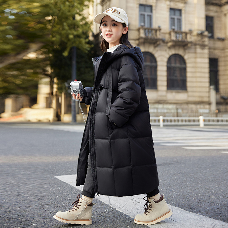 正品巴拉品女童长款加厚羽绒服冬