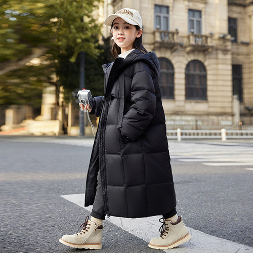 正品巴拉品女童长款加厚羽绒服冬