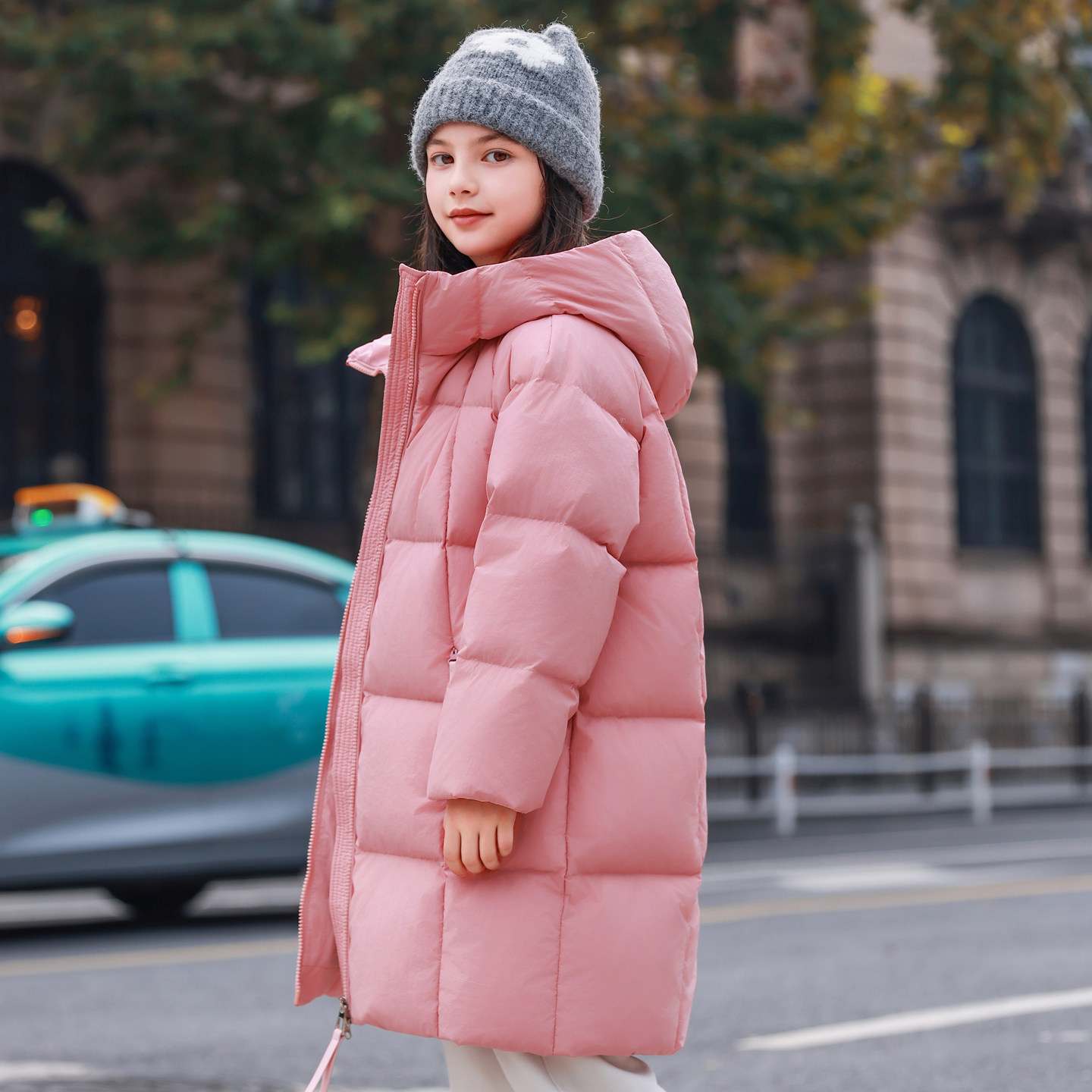 新款巴拉品儿童羽绒服女童加厚冬季中长款女孩三防中大童保暖外套