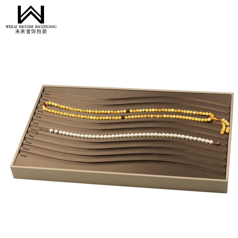 S型珍珠项链展示盘珠宝盘珠宝托盘珠宝展示道具首饰展示盘 香槟棕