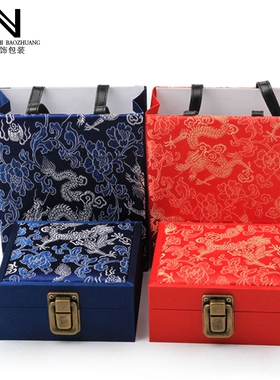 正方形龙纹锁扣古玩玉器盒