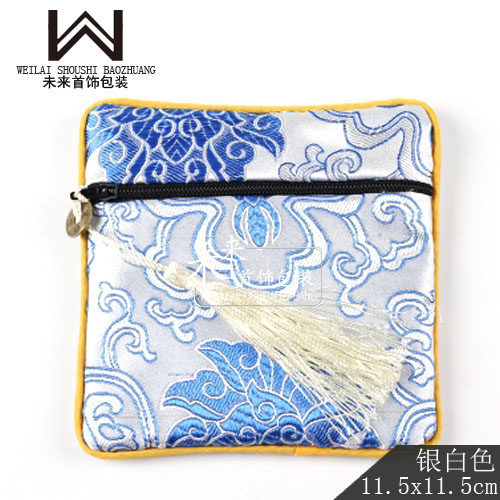 银白色祥云拉链包小号锦囊首饰袋福袋礼品袋子包装袋子饰品收纳袋