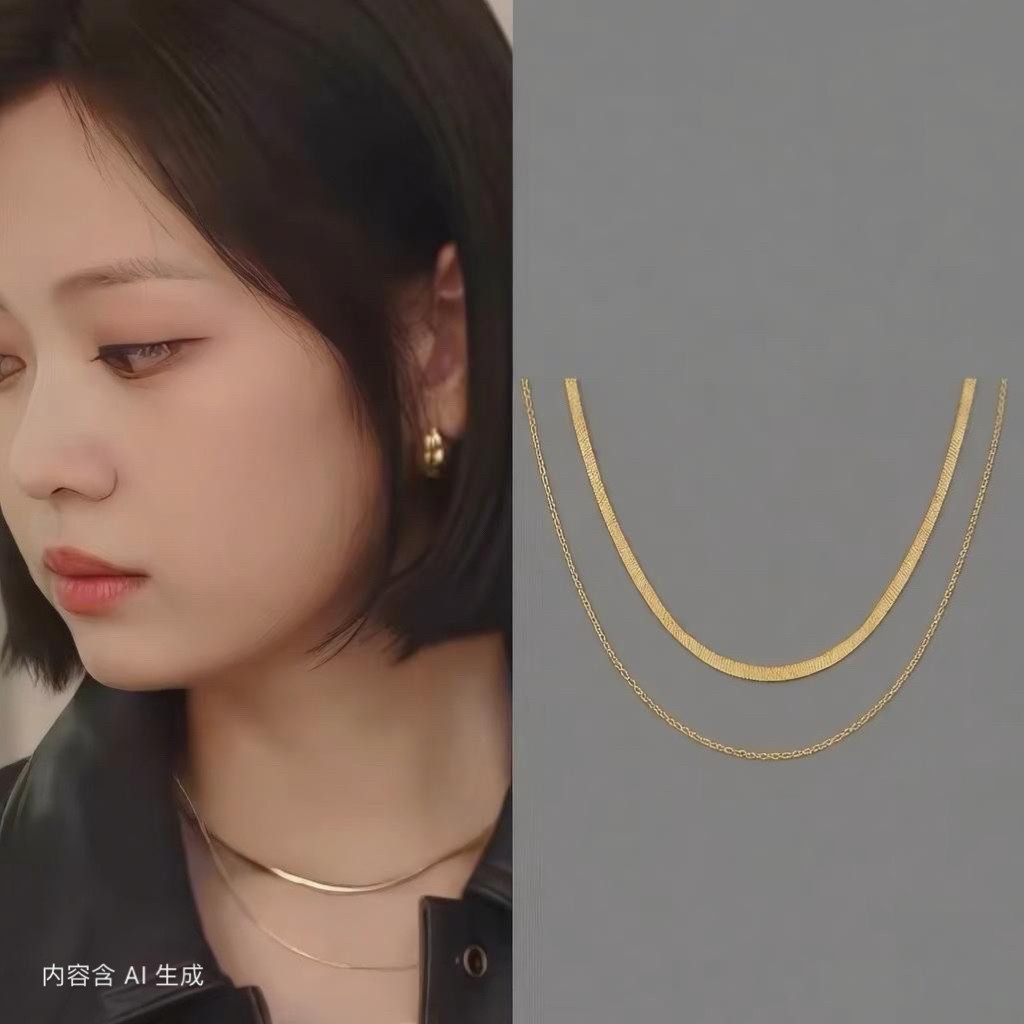 夫妻的博弈同款锁骨项链潮冷淡风轻奢小众双层金色蛇骨链颈链