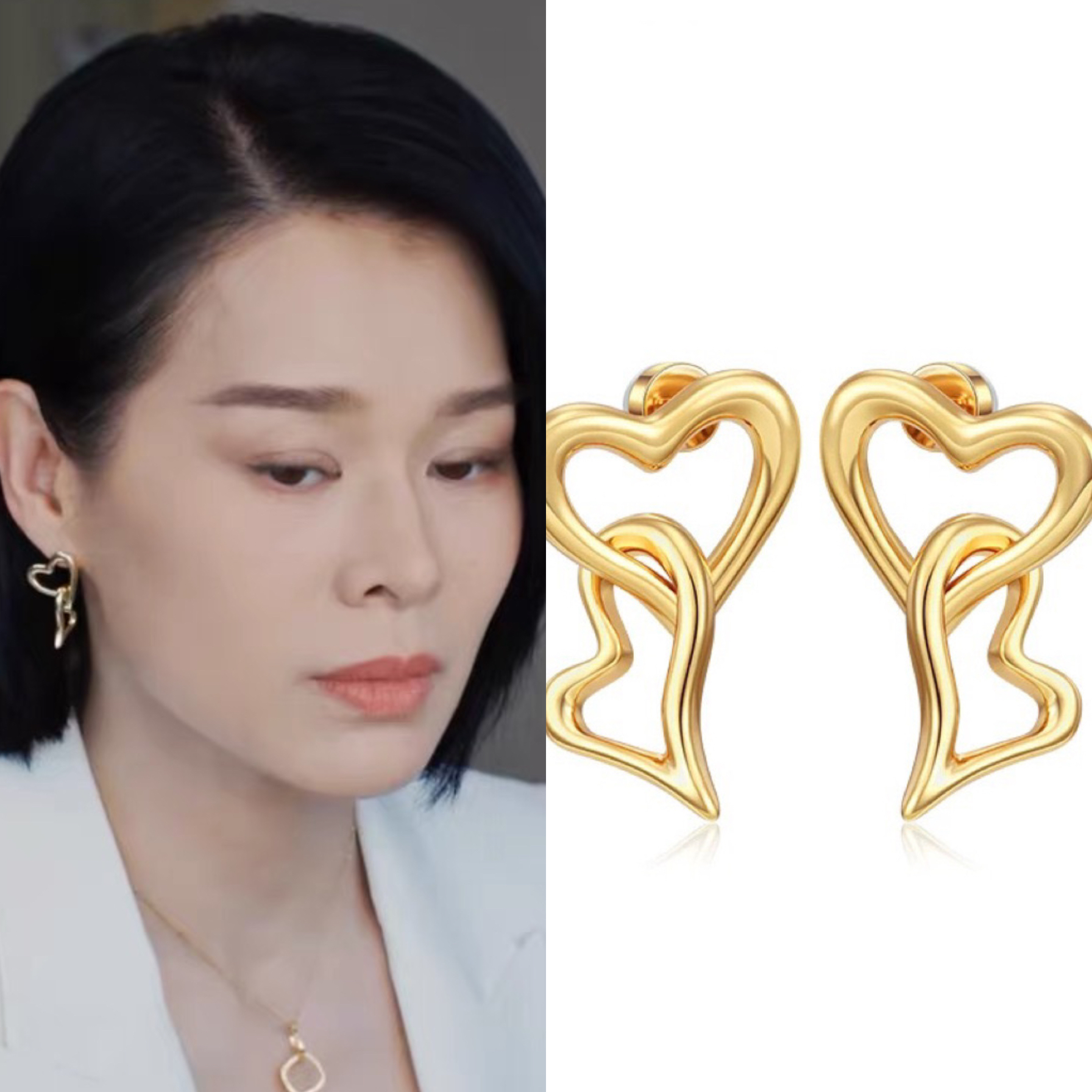 蛮好的人生邱丽苏胡杏儿同款耳环银针复古爱心耳饰个性设计感耳钉