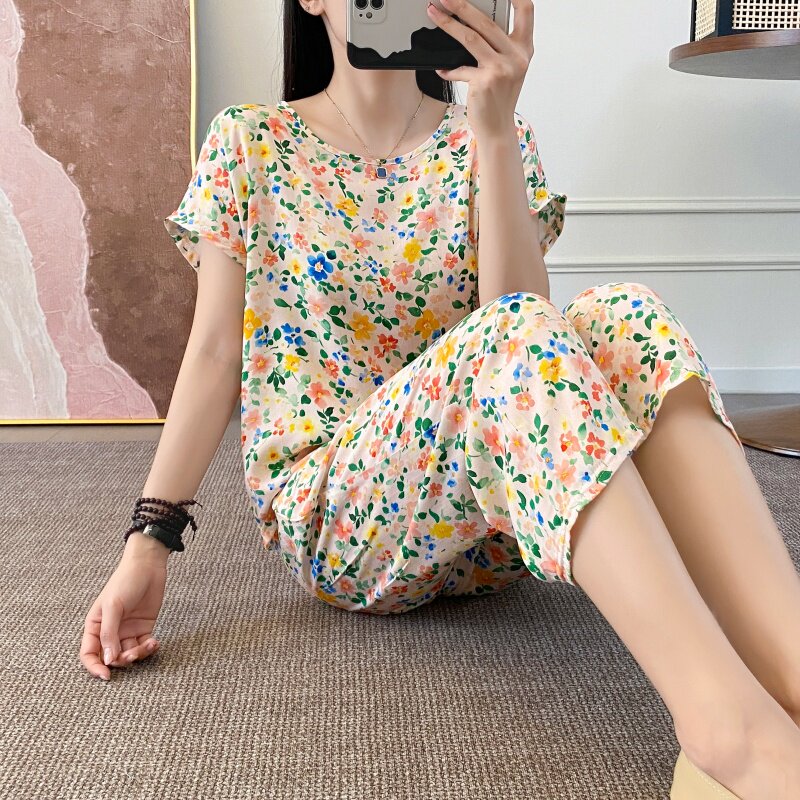 绵绸，人造棉2026夏季印花套装