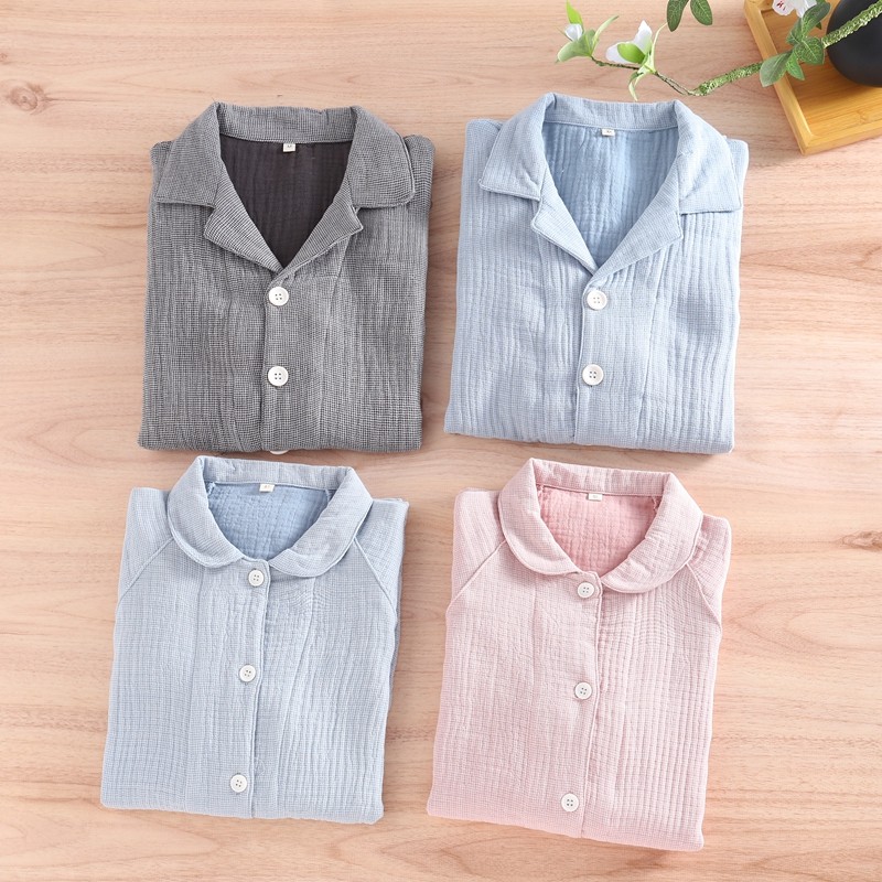 春秋纯棉四层纱布睡衣女长袖情侣全棉开衫简约日系加大男家居服,女士内衣/男士内衣/家居服,睡衣/家居服套装,淘宝优惠券,粉丝福利购,淘宝优惠卷