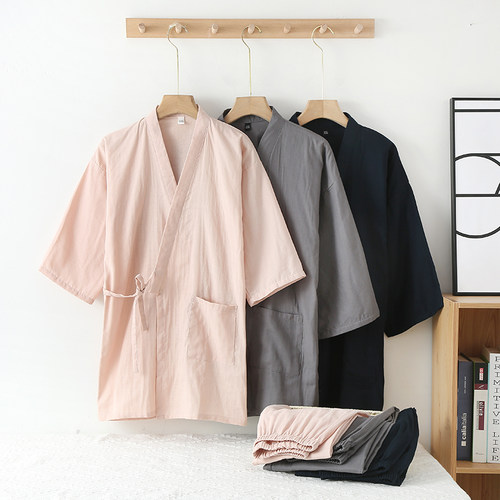 情侣纱布和服长套家居服