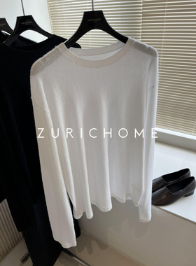 ZURICH HOME 爱row风 糯软软 做旧毛球感 白色长袖拉绒毛毛球T恤