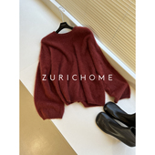 ZURICH 圣诞红新年红色长毛拉绒羊绒毛衣 长毛拉绒 HOME 萌奶可爱