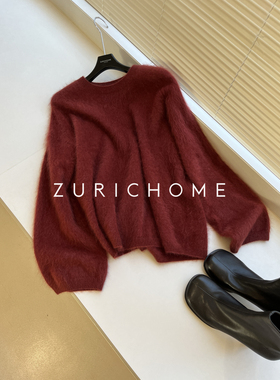 ZURICH HOME 萌奶可爱 长毛拉绒 圣诞红新年红色长毛拉绒羊绒毛衣