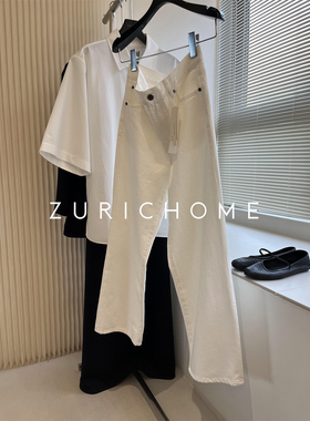 ZURICH HOME 及简高及 好版型 好质感百搭 小直筒白色九分牛仔裤