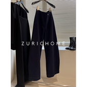 及简百搭 藏青色茧型弧形牛仔裤 四季 进口面料 可穿 百搭单宁色