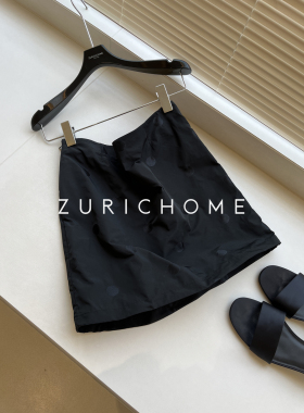 孤ZURICH HOME可爱 俏皮小赫夲 黑色波点半裙 可塑形黑色短裙