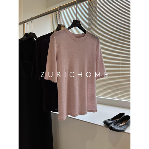 60支精纺羊毛休闲圆领针织羊毛T