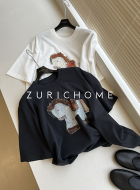 ZURICH HOME 可可爱爱 四季使穿 可爱彩红小马童趣印花短袖T恤
