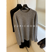 Row风 孤ZURICH HOME 及简大气自在休闲庸懒灰色羊绒宽松大毛衣