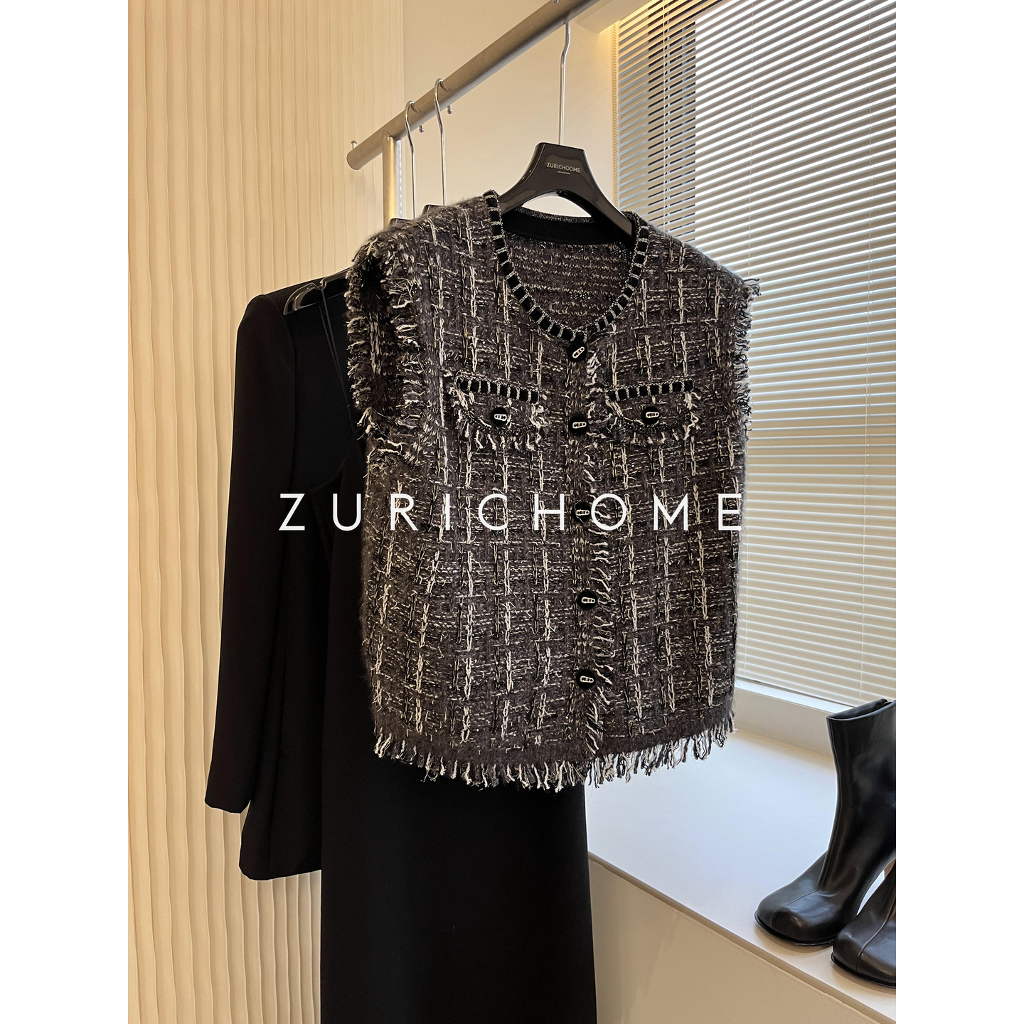 重工重料柔软羊绒编织马甲背心