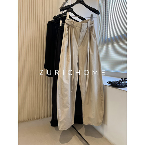 百搭户外机能高腰系带弧形休闲裤