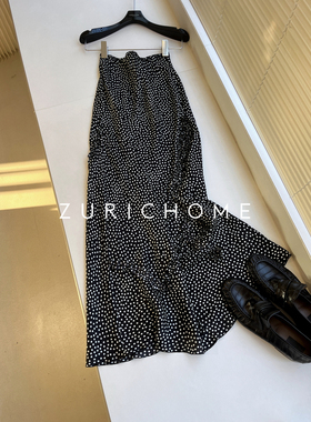 ZURICH HOME 浪慢法风轻盈灵动 四季可搭 长款波点真丝半裙鱼尾裙