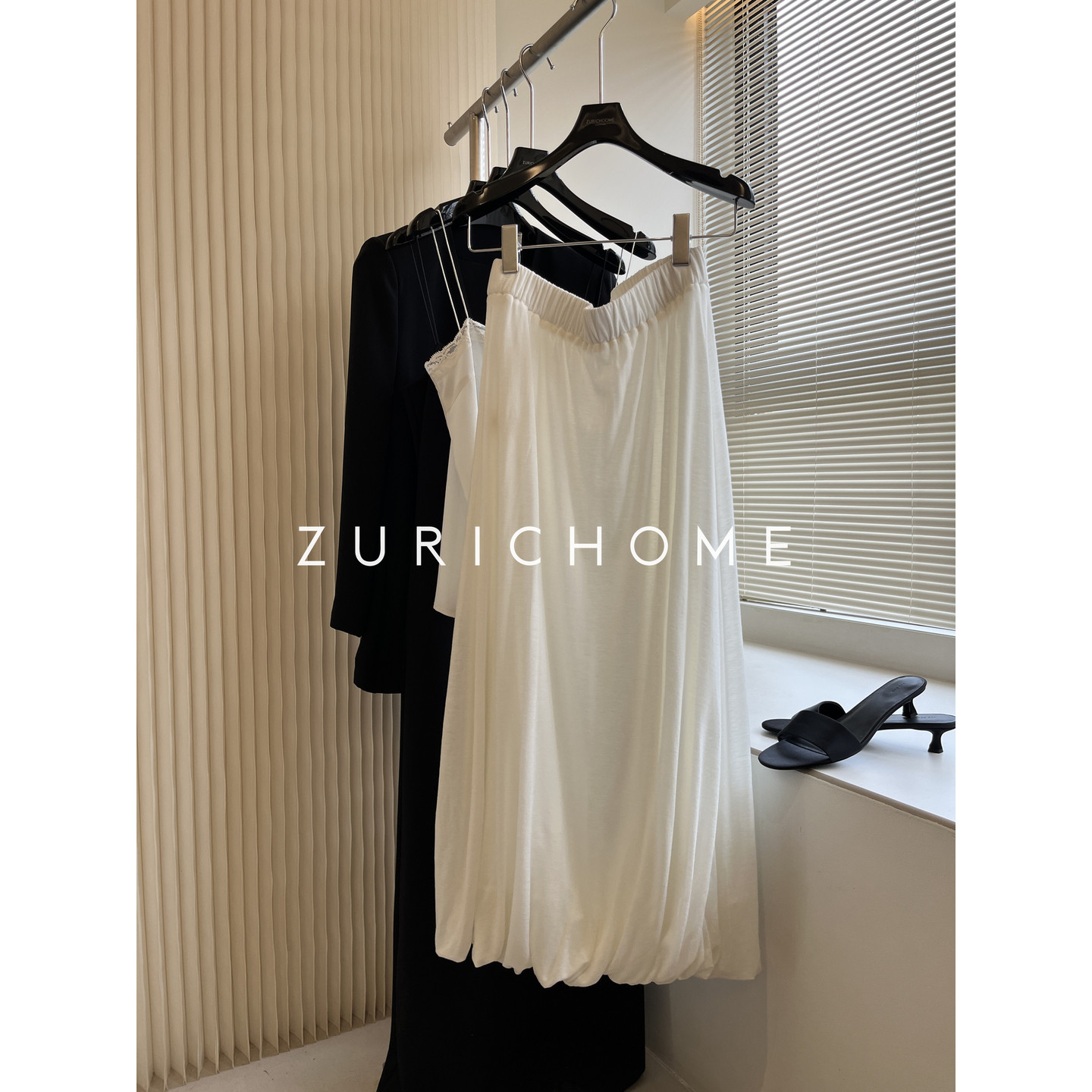 ZURICH HOME 自在松弛庸懒 褶皱美感 绵软舒适 双层棉质花包半裙