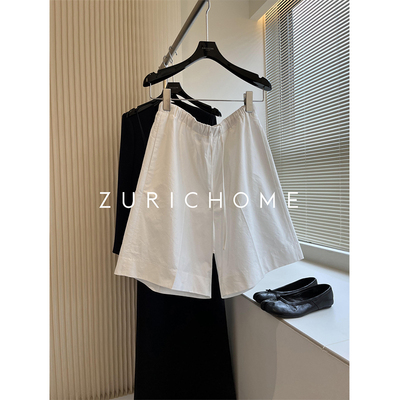 百搭好版型白系带棉质中裤五分裤