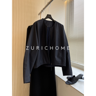 HOME 薄款 洋气高智老钱蓝 小羊皮蝙蝠袖 皮衣外套 轻薄绵柔 ZURICH