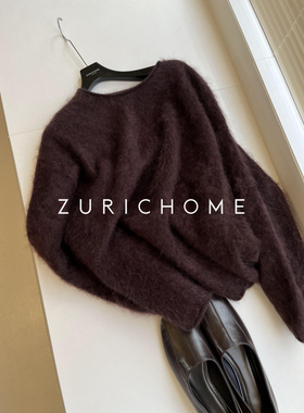 ZURICH HOME  洋气勃艮第红 萌奶可爱糯软 重工长毛拉绒羊绒毛衣